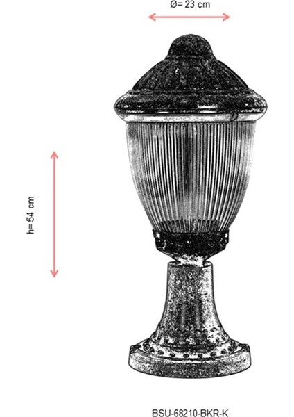 BSU-68210-BKR-K Kahverengi Boyalı Dış Mekan Aydınlatma E27 ABS Polikarbon Cam 23cm