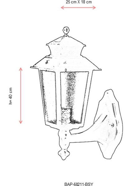 BAP-68211-BSY Siyah Boyalı Dış Mekan Aydınlatma E27 ABS Cam 25x18cm