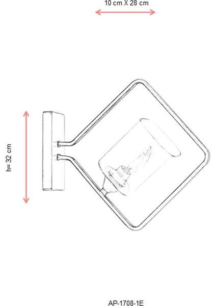 AP-60103-1E Eskitme Kaplama Aplik E14 Metal Cam 8x28cm