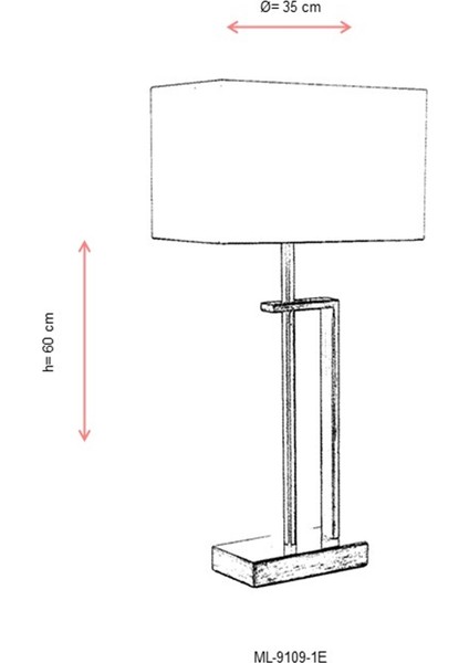 ML-9109-1E Eskitme Kaplama Masa Lambası E27 Metal Kumaş 30x18cm