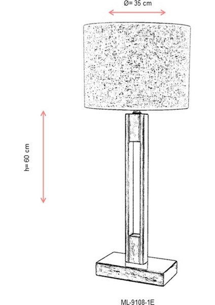 ML-9108-1E Eskitme Kaplama Masa Lambası E27 Metal Kumaş 30cm