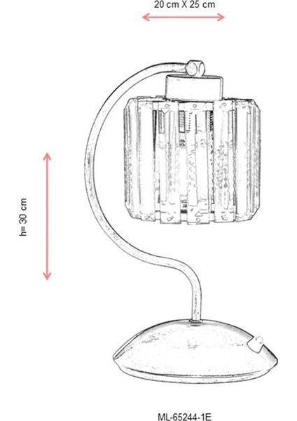 ML-65244-1E Eskitme Kaplama Masa Lambası E27 Metal Kristal 20x25cm