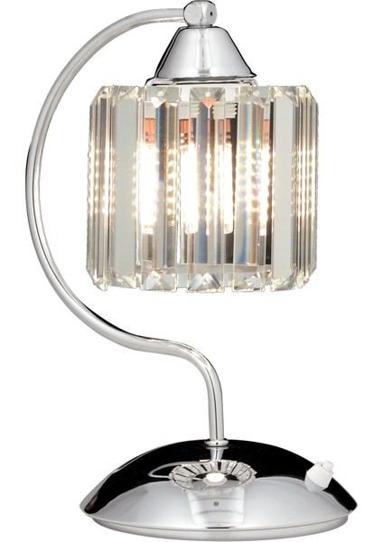 ML-65244-1K Krom Kaplama Masa Lambası E27 Metal Kristal 20x25cm