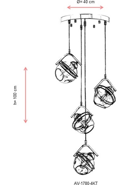 AV-60215-4KT Krom Kaplama Modern Avize E27 Metal Cam 40cm fırsatları