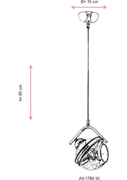 AV-60215-1K Krom Kaplama Modern Avize E27 Metal Cam 15cm