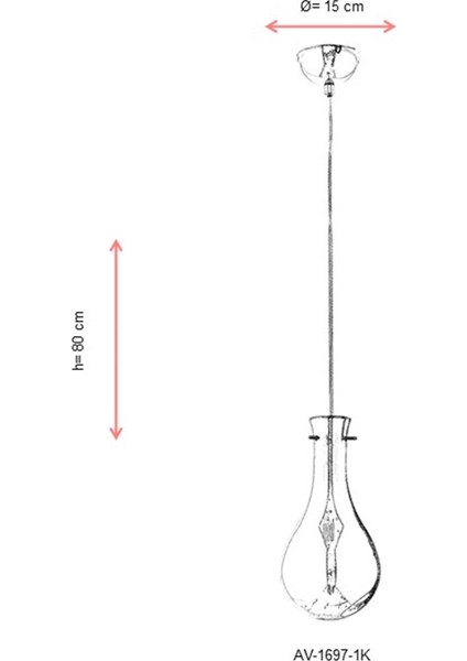 AV-60092-1K Krom Kaplama Modern Avize E14 Metal Cam 15cm