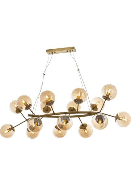 AV-60191-16EY Eskitme Kaplama Modern Avize E14 Metal Cam 110x90cm