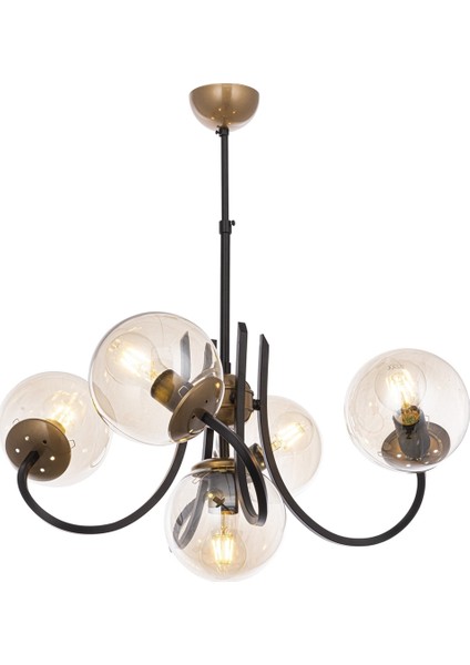 AV-65217-5BSY Eskitme/Siyah Boyalı Modern Avize E27 Metal Cam 60cm