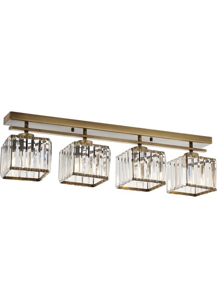 AV-60230-4EY Eskitme Kaplama Modern Avize E27 Metal Kristal 80x15cm