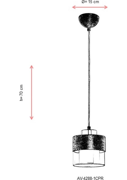 AV-60193-1CPR Bakır Patina Boyalı Modern Avize E27 Metal Cam 15cm modelleri