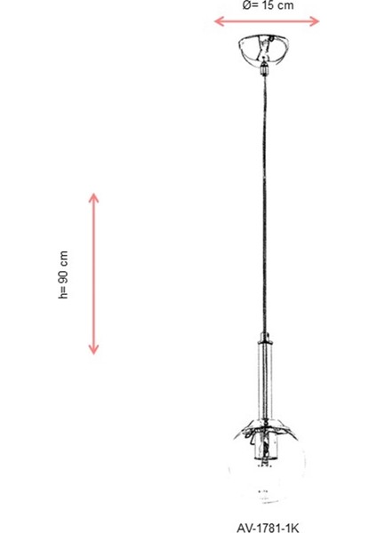 AV-60216-1K Krom Kaplama Modern Avize E27 Metal Cam 15cm modelleri