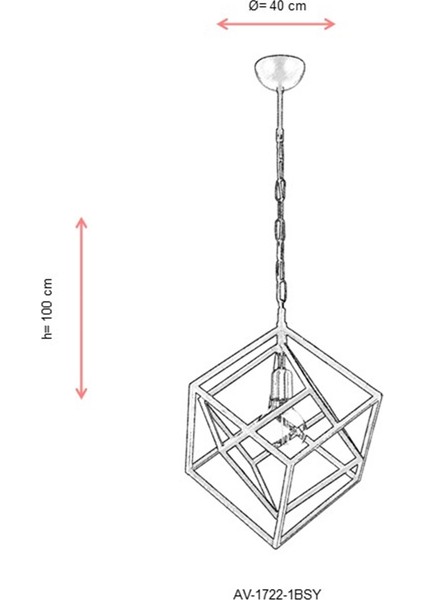 AV-60117-1BSY Siyah Boyalı Modern Avize E27 Metal 40cm modelleri