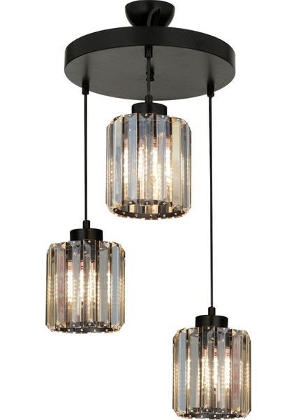 AV-65230-3T-BSY Siyah Boyalı Modern Avize E27 Metal Kristal 40cm fiyatları
