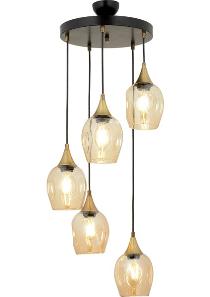 AV-65234-5T-BSY Siyah Boyalı Modern Avize E27 Metal Cam 40cm fiyatları