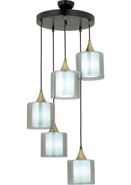 AV-65233-5T-BSY-F Siyah Boyalı Modern Avize E27 Metal Cam 40cm fiyatları