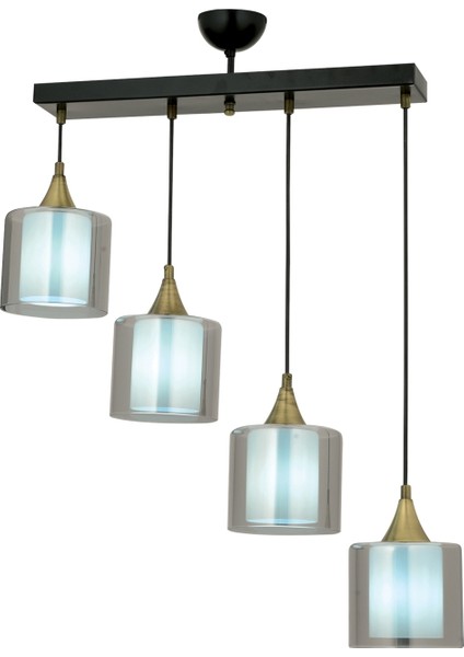 AV-65233-4Y-BSY-F Siyah Boyalı Modern Avize E27 Metal Cam 70x14cm