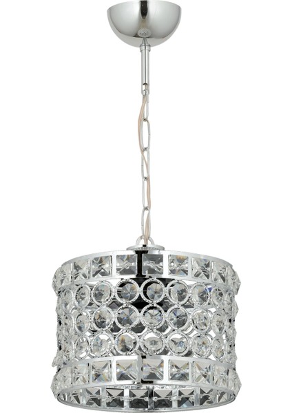 AV-65240-2K Krom Kaplama Modern Avize E27 Metal Kristal 20cm