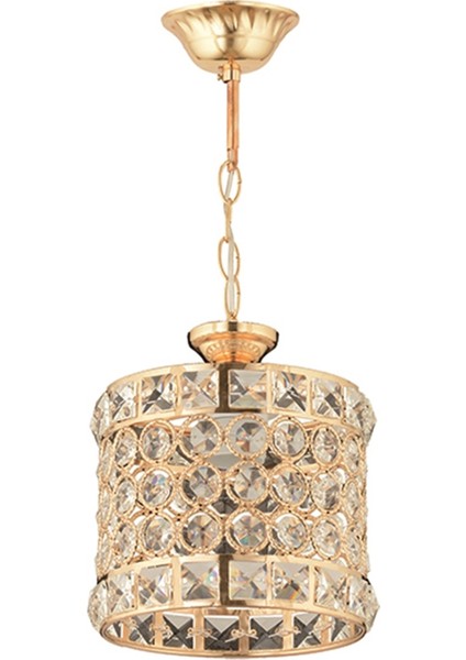 AV-65240-1S Sarı Kaplama Modern Avize E27 Metal Kristal 17cm