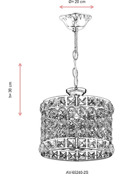 AV-65240-2S Sarı Kaplama Modern Avize E27 Metal Kristal 20cm