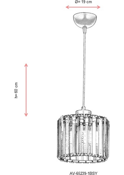 AV-65239-1BSY Siyah Boyalı Modern Avize E27 Metal Kristal 19cm modelleri