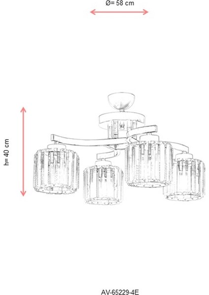 AV-65229-4E Eskitme Kaplama Modern Avize E27 Metal Kristal 58cm