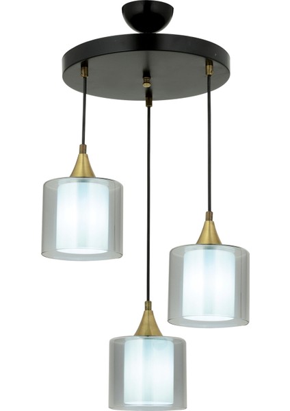 AV-65233-3T-BSY-F Siyah Boyalı Modern Avize E27 Metal Cam 40cm