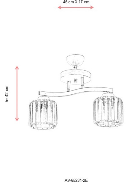 AV-65231-2E Eskitme Kaplama Modern Avize E27 Metal Kristal 46x17cm