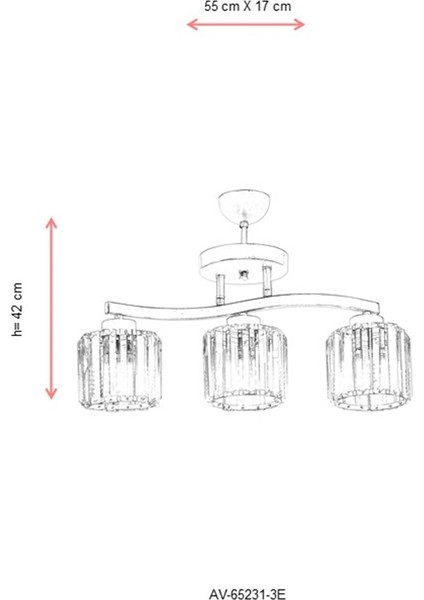 AV-65231-3E Eskitme Kaplama Modern Avize E27 Metal Kristal 55x17cm modelleri