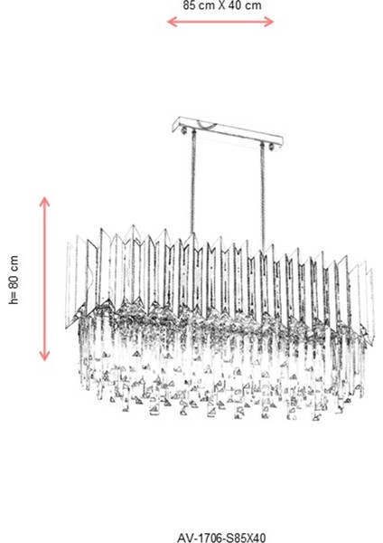 AV-60101-S85X40 Sarı Kaplama Modern Avize E27 Metal Kristal 85x40cm modelleri