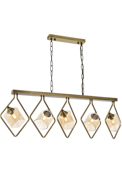 AV-60103-5EY Eskitme Kaplama Modern Avize E14 Metal Cam 110x20cm