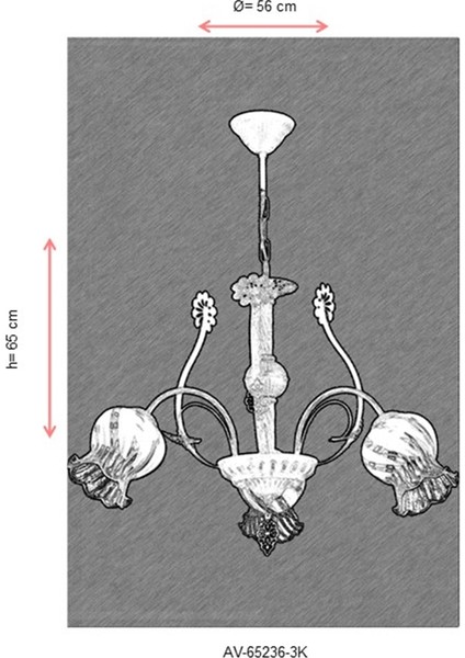 AV-65236-3K Krom Kaplama Modern Avize E27 Metal Kristal Cam 56cm