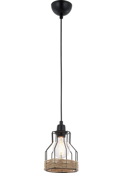 AV-1584-1K-BSY Siyah Boyalı Modern Avize E27 Metal Jüt Halat 15cm fiyatları