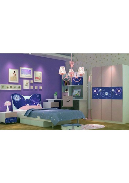 AV-1416-BALLERINA Pembe Boyalı Modern Avize E14 Metal Kumaş 52cm