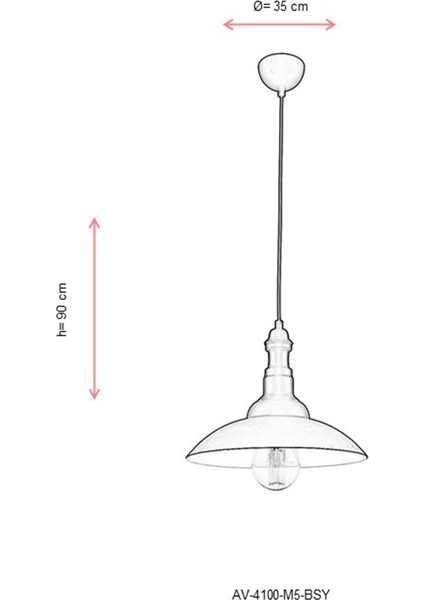 AV-4100-M5-BSY Siyah Boyalı Modern Avize E27 Metal 35cm