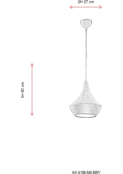 AV-4106-M6-BBY Beyaz Boyalı Modern Avize E27 Metal 27cm