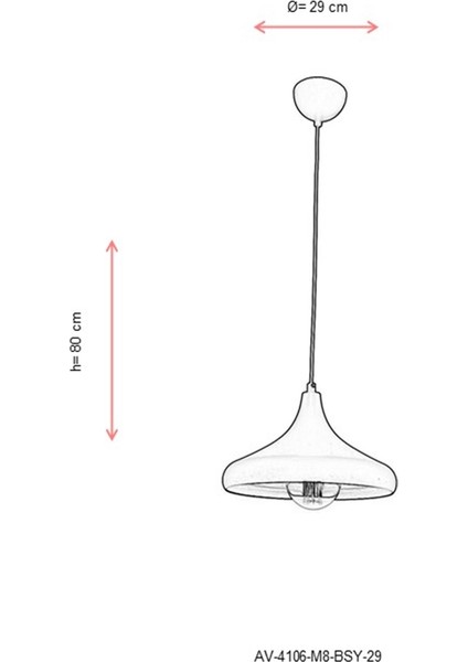 AV-4106-M8-BSY-29 Siyah Boyalı Modern Avize E27 Metal 29cm