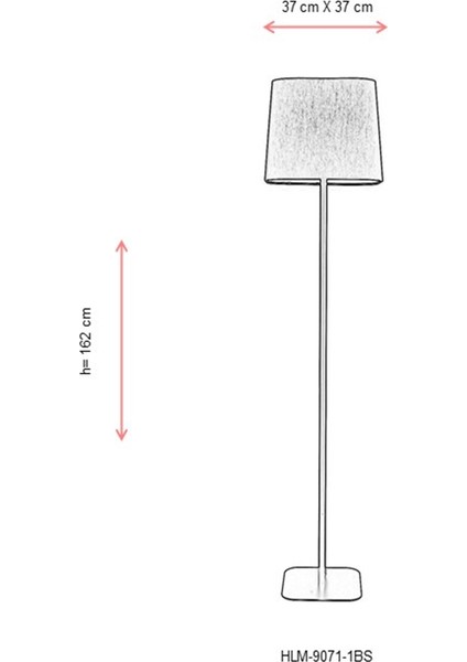 AVONNI HLM-9071-1BS Siyah Boyalı Lambader E27 Metal Kumaş 37x37cm