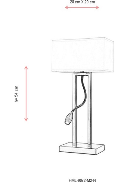 HML-9072-M2-N Nikel Kaplama Masa Lambası E27 Metal 28x20cm