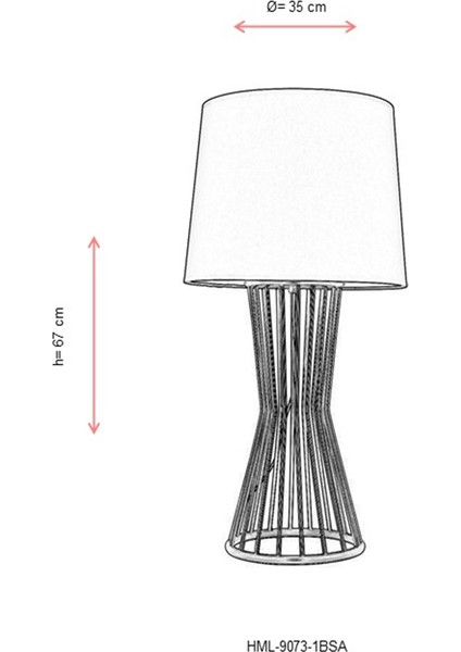 HML-9073-1BSA Sarı Boyalı Masa Lambası E27 Metal 35cm