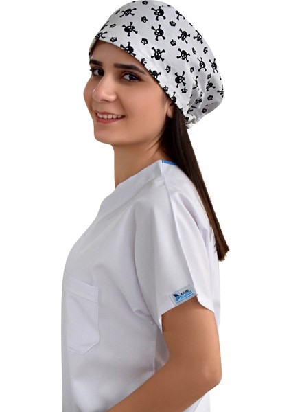 Kurukafa Desenli Cerrahi Doktor Hemşire Hastane Bonesi