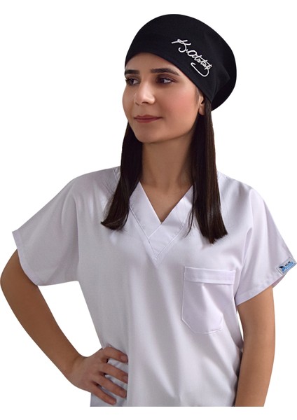 Atatürk Imzalı Siyah Cerrahi Doktor Hemşire Hastane Bonesi