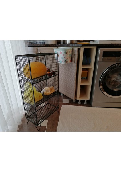 Çok Amaçlı 3 Gözlü Sebzelik ve Meyvelik Grid, Kafes Metal Tel Raf modelleri