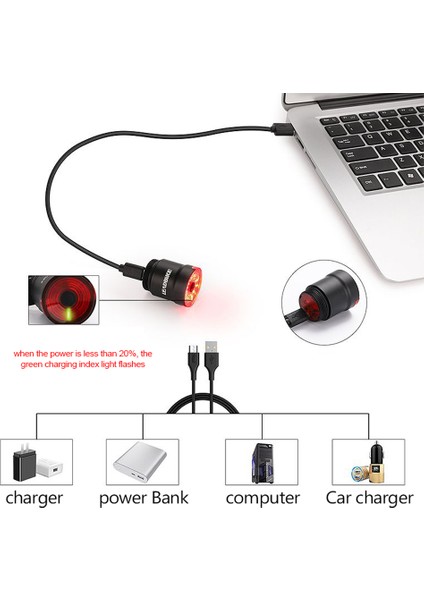 Akıllı LED Bisiklet Kuyruk Işık USB (Yurt Dışından)