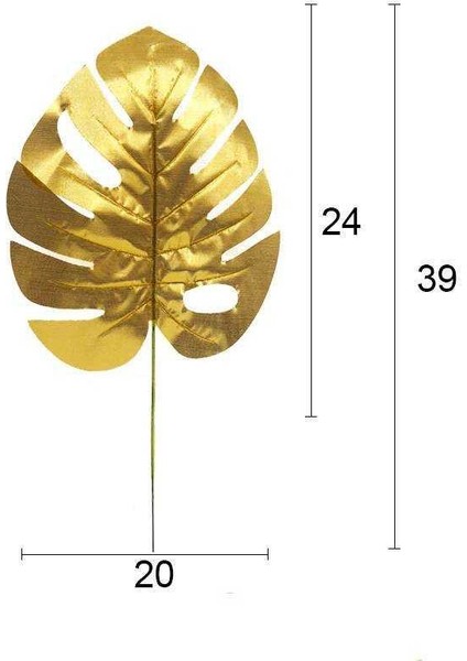 Yapay Çiçek Monstera Yaprağı Altın Gold Renk 3 Adet Yapay Yaprak