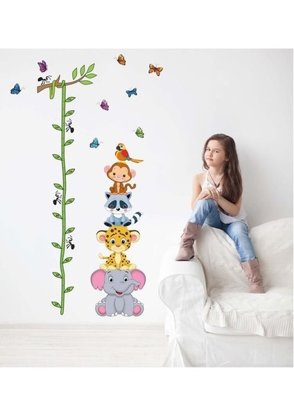 Çocuk Odası Duvar Dekorasyonu Sevimli Hayvanlar Boy Ölçen Pvc Sticker