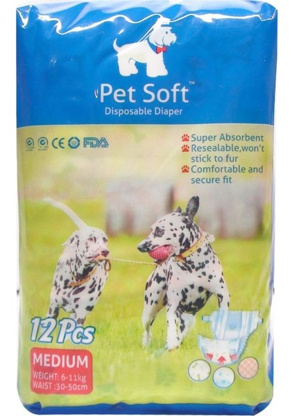 Pet Soft Köpek Için Alt Tuvalet Bezi Medium 30-50CM 12 Li