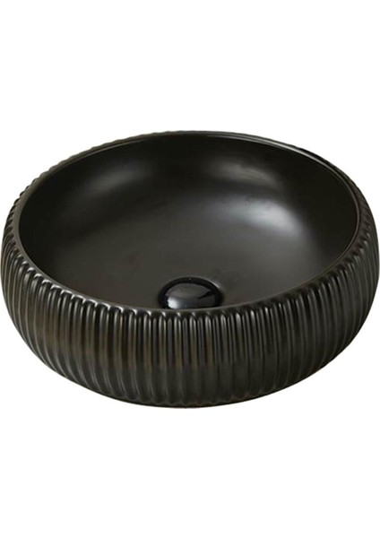 Fkn İstiridye Desenli Siyah Çanak Lavabo