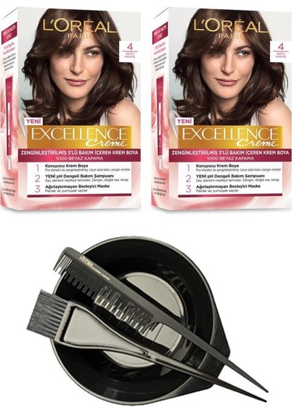 Loreal Excellence Saç Boyası 4 x2+Saç Boyama Seti
