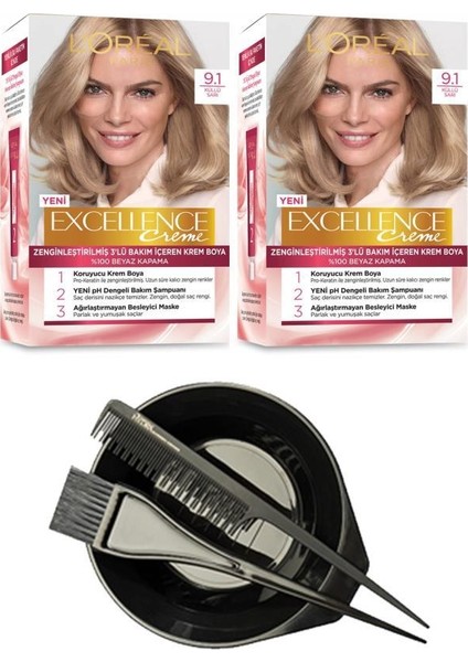 Loreal Excellence Saç Boyası 9.1 x2+Saç Boyama Seti