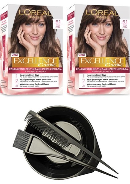 Loreal Excellence Saç Boyası 6.1 x2+Saç Boyama Seti